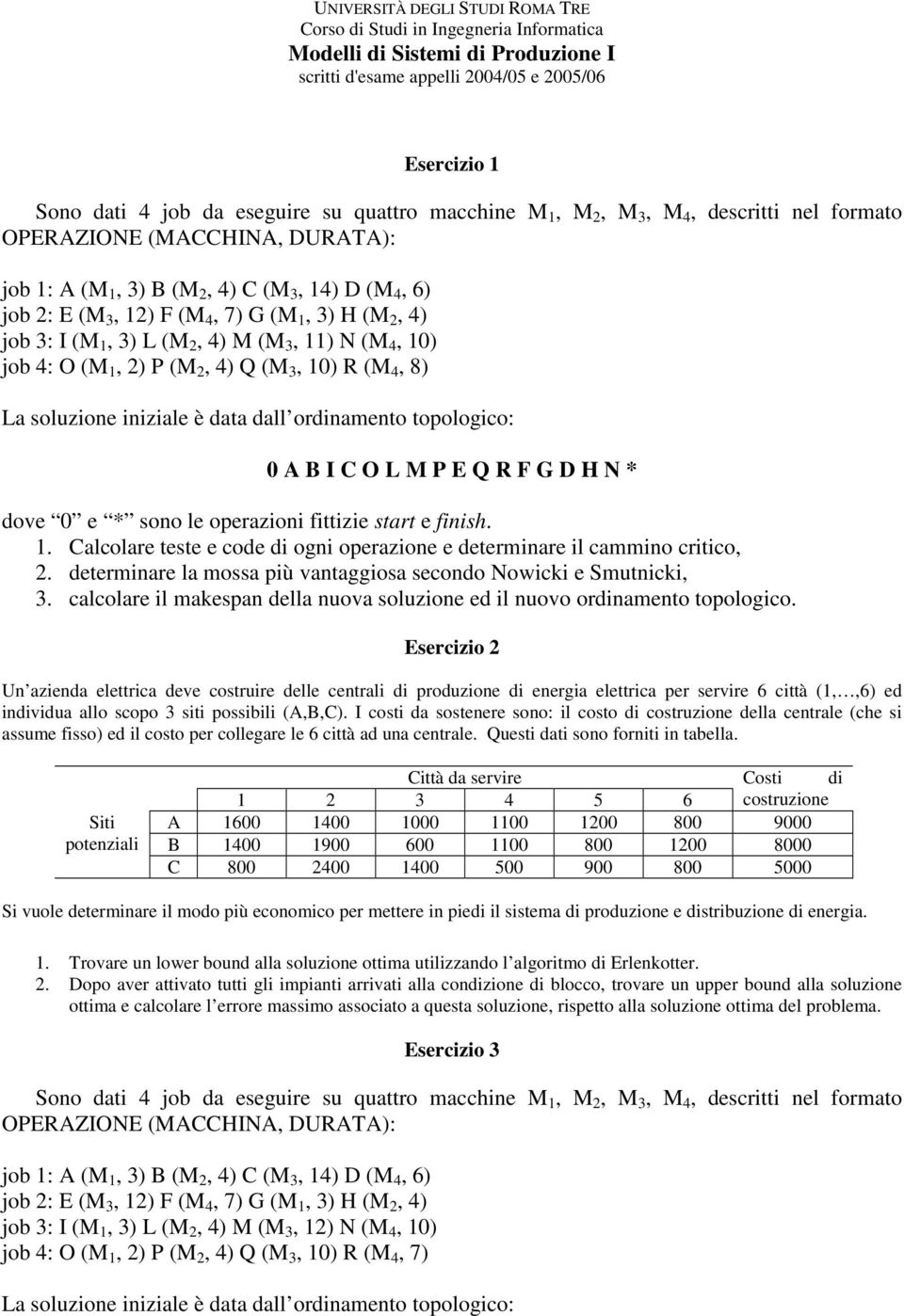 determinare la mossa più vantaggiosa secondo Nowicki e Smutnicki, 3. calcolare il makespan della nuova soluzione ed il nuovo ordinamento topologico.