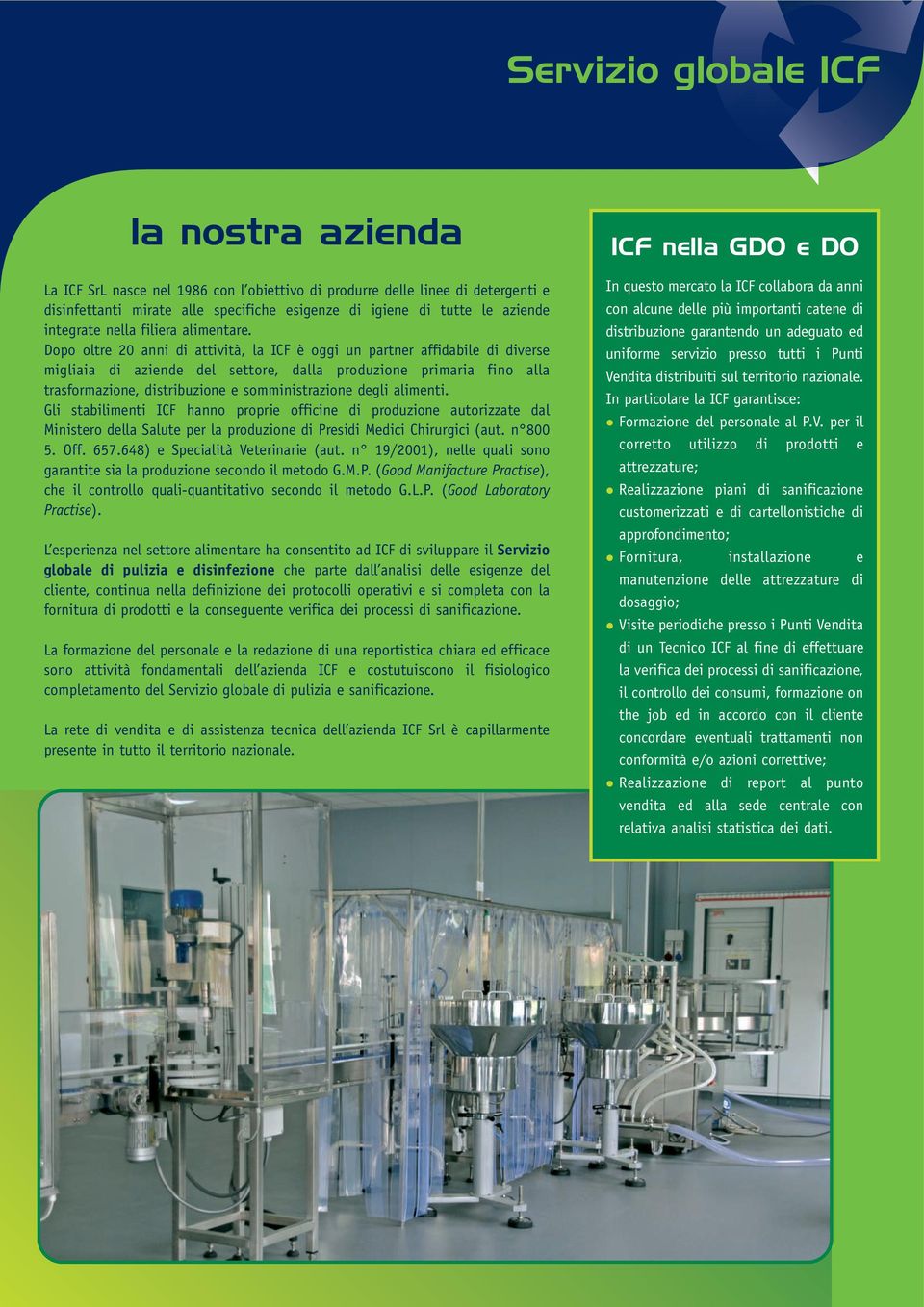 Dopo oltre 20 anni di attività, la ICF è oggi un partner affidabile di diverse migliaia di aziende del settore, dalla produzione primaria fino alla trasformazione, distribuzione e somministrazione