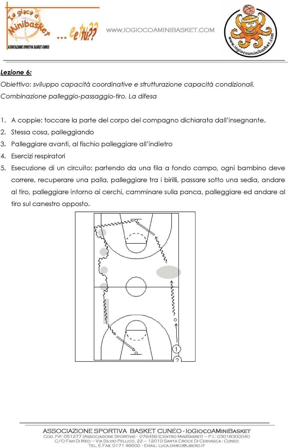 Palleggiare avanti, al fischio palleggiare all indietro 4. Esercizi respiratori 5.