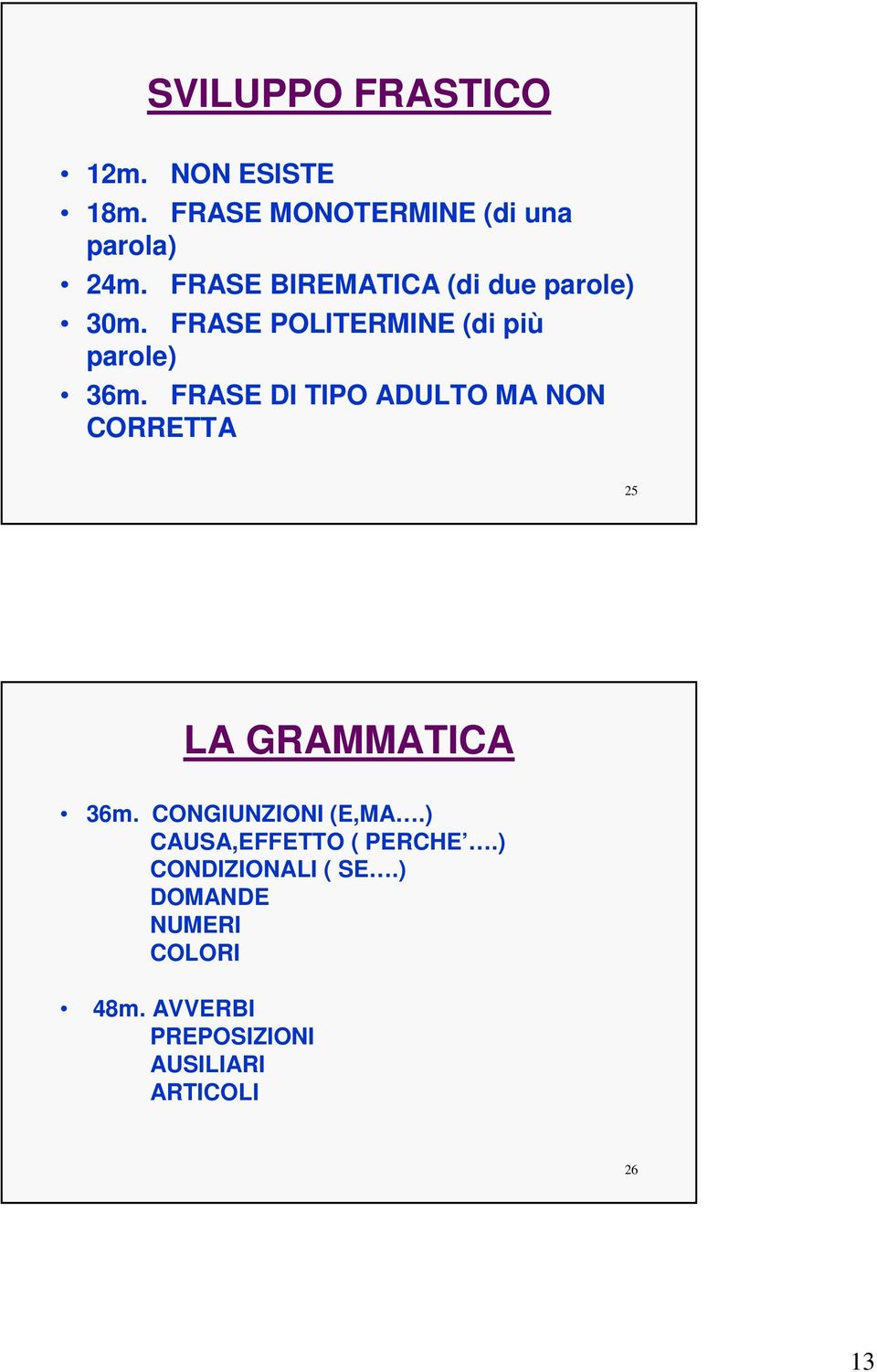 FRASE DI TIPO ADULTO MA NON CORRETTA 25 LA GRAMMATICA 36m. CONGIUNZIONI (E,MA.