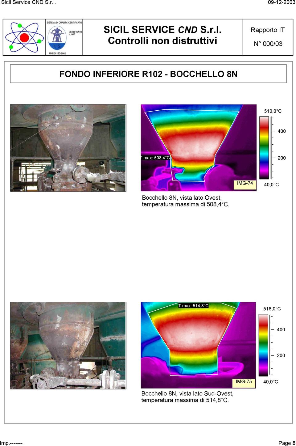 temperatura massima di 508,4 C. T.