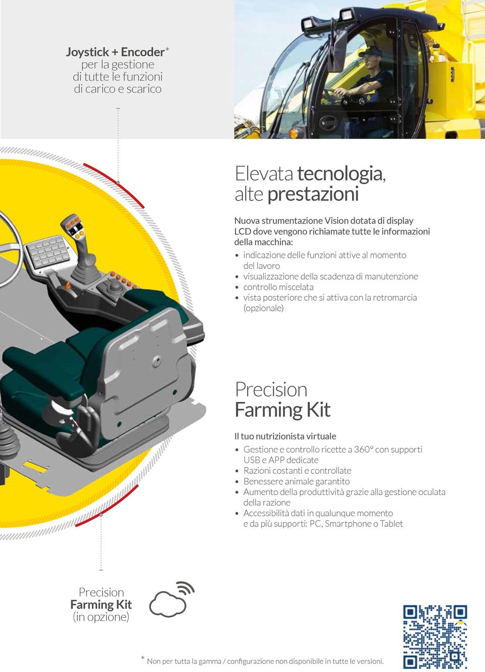 retromarcia (opzionale) Precision Farming Kit Il tuo nutrizionista virtuale Gestione e controllo ricette a 360 con supporti USB e APP dedicate Razioni costanti e controllate Benessere animale