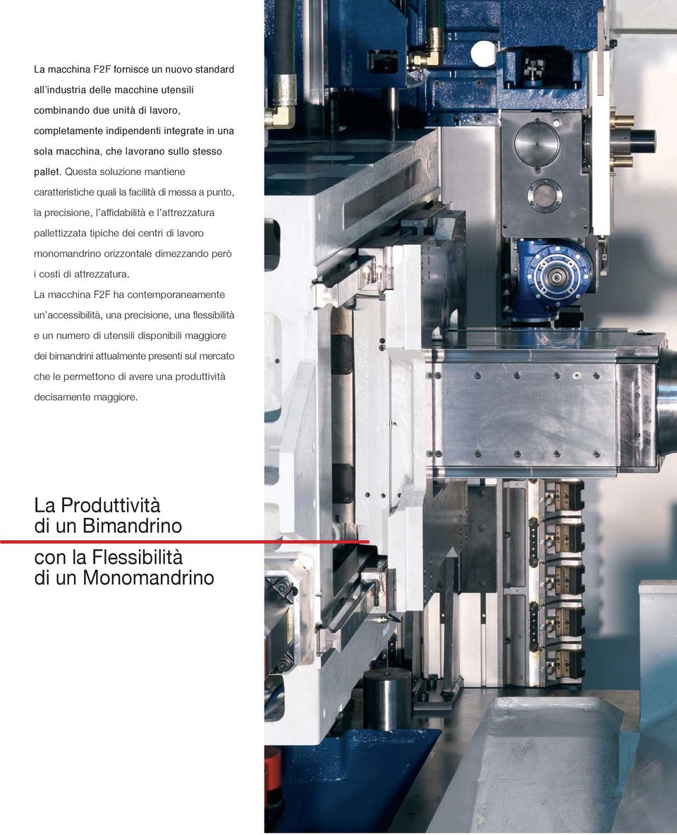 Questa soluzione mantiene caratteristiche quali la facilità di messa a punto, la precisione, l affidabilità e l attrezzatura pallettizzata tipiche dei centri di lavoro monomandrino