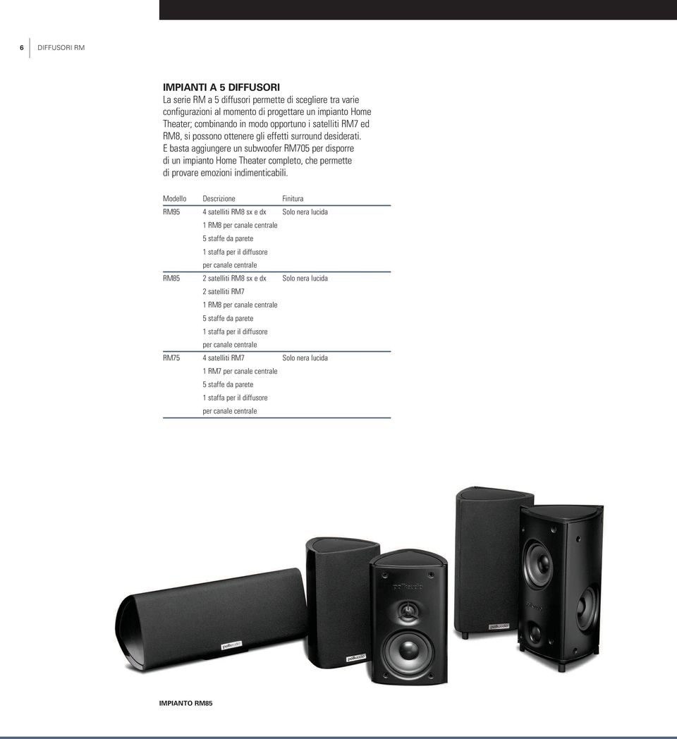 E basta aggiungere un subwoofer RM705 per disporre di un impianto Home Theater completo, che permette di provare emozioni indimenticabili.