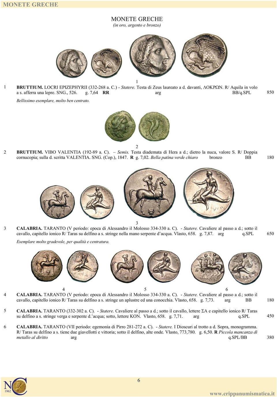 R/ Doppia cornucopia; sulla d. scritta VALENTIA. SNG. (Cop.), 1847. R g. 7,02. Bella patina verde chiaro bronzo BB 180 3 3 CALABRIA. TARANTO (V periodo: epoca di Alessandro il Molosso 334-330 a. C).