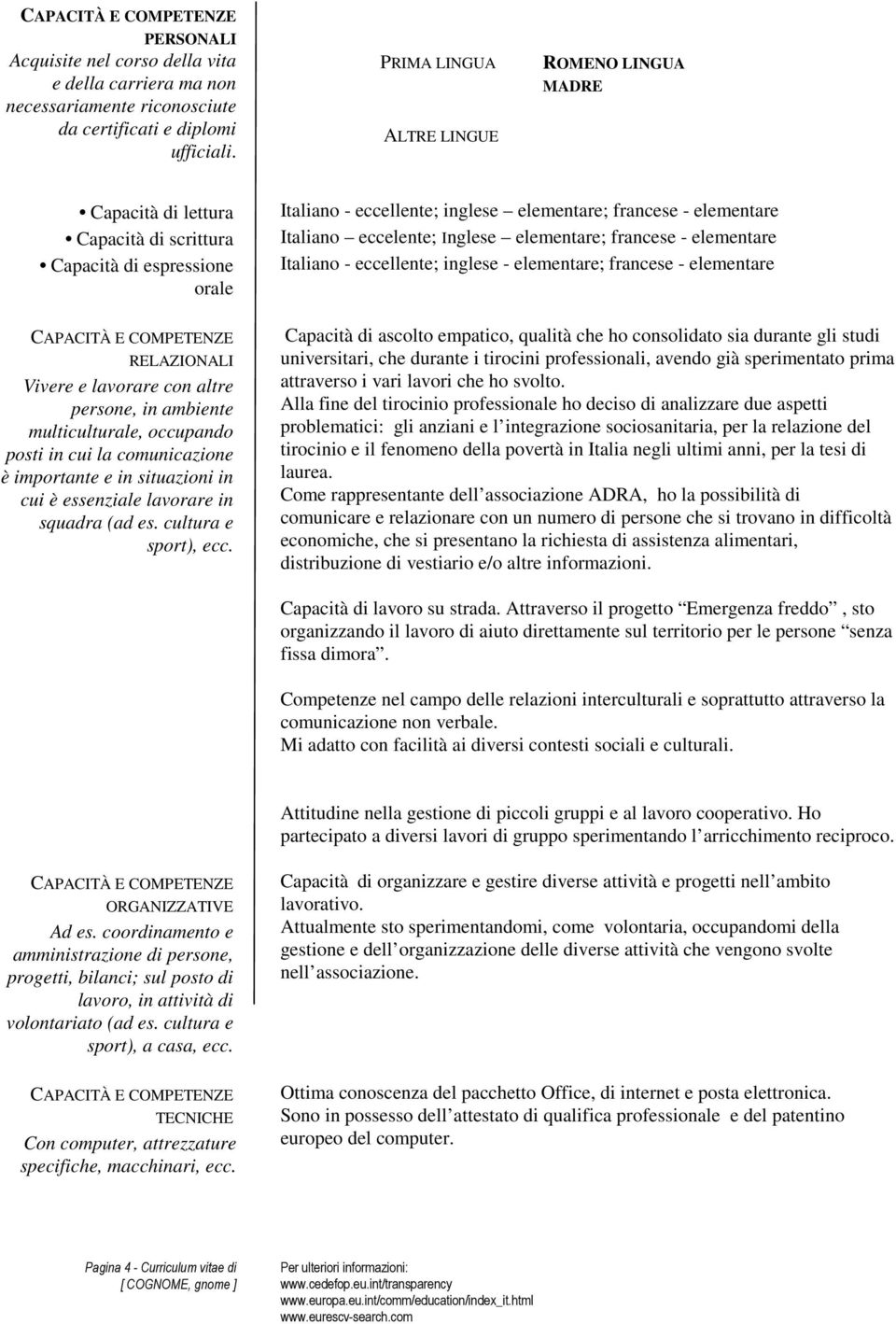 occupando posti in cui la comunicazione è importante e in situazioni in cui è essenziale lavorare in squadra (ad es. cultura e sport), ecc.