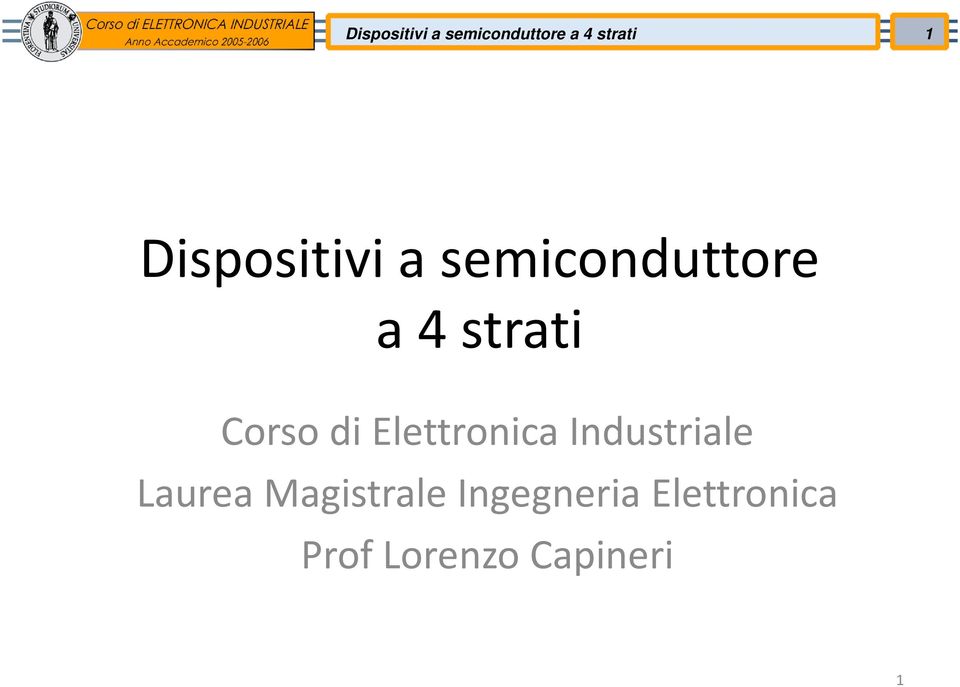 Corso di Elettronica Industriale Laurea