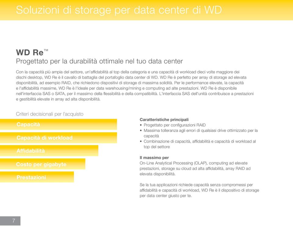 WD Re è perfetto per array di storage ad elevata disponibilità, ad esempio RAID, che richiedono dispositivi di storage di massima solidità.