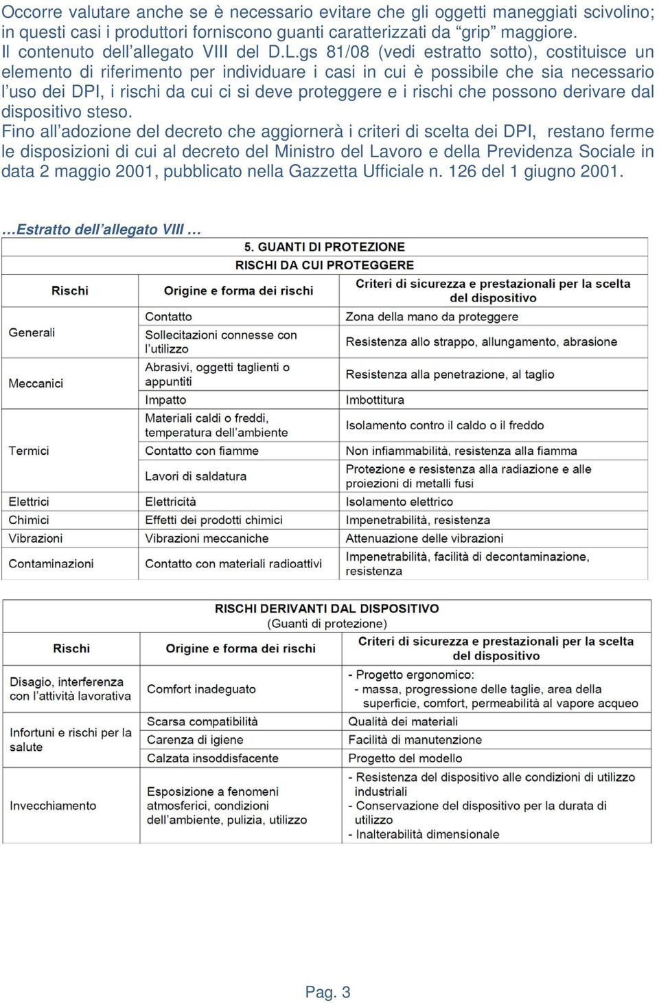 gs 81/08 (vedi estratto sotto), costituisce un elemento di riferimento per individuare i casi in cui è possibile che sia necessario l uso dei DPI, i rischi da cui ci si deve