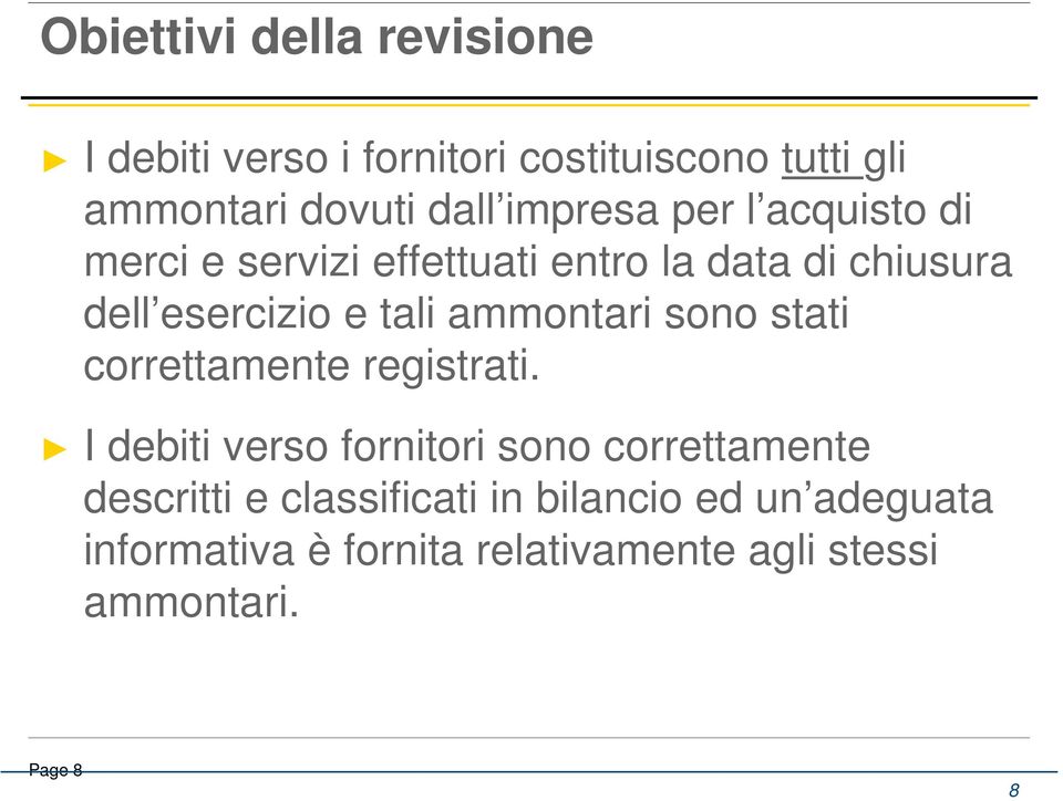 ammontari sono stati correttamente registrati.