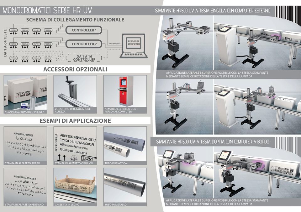 ELETTRICO CON STAMPANTE HR500 UV A TESTA DOPPIA CON A BORDO STAMPA IN ALFABETO ARABO STAMPA