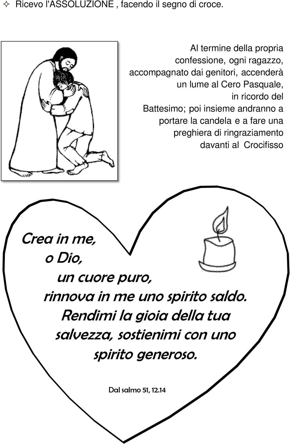 Pasquale, in ricordo del Battesimo; poi insieme andranno a portare la candela e a fare una preghiera di