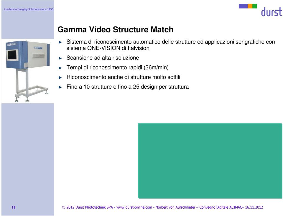 rapidi (36m/min) Riconoscimento anche di strutture molto sottili Fino a 10 strutture e fino a 25 design per