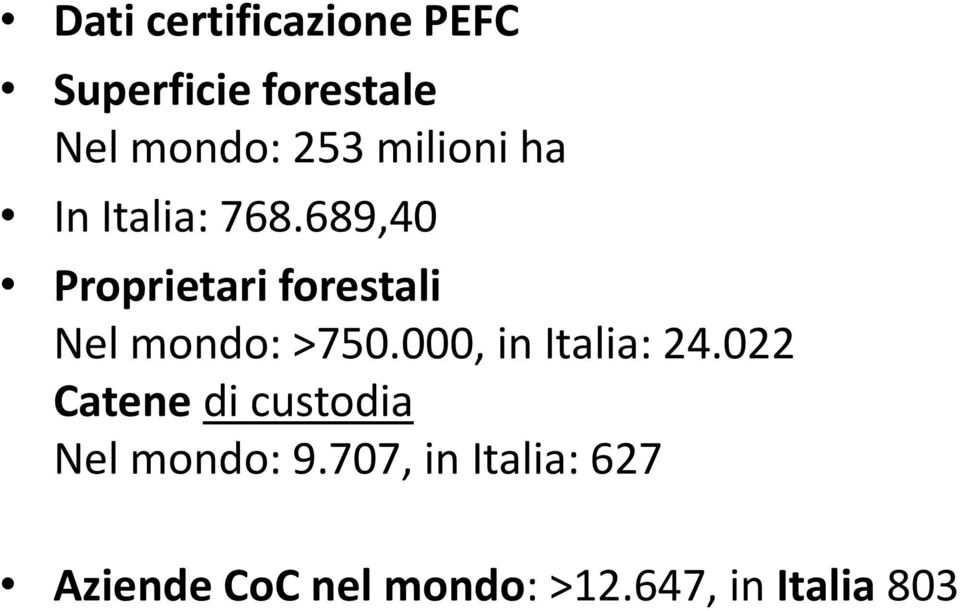 689,40 Proprietari forestali Nel mondo: >750.