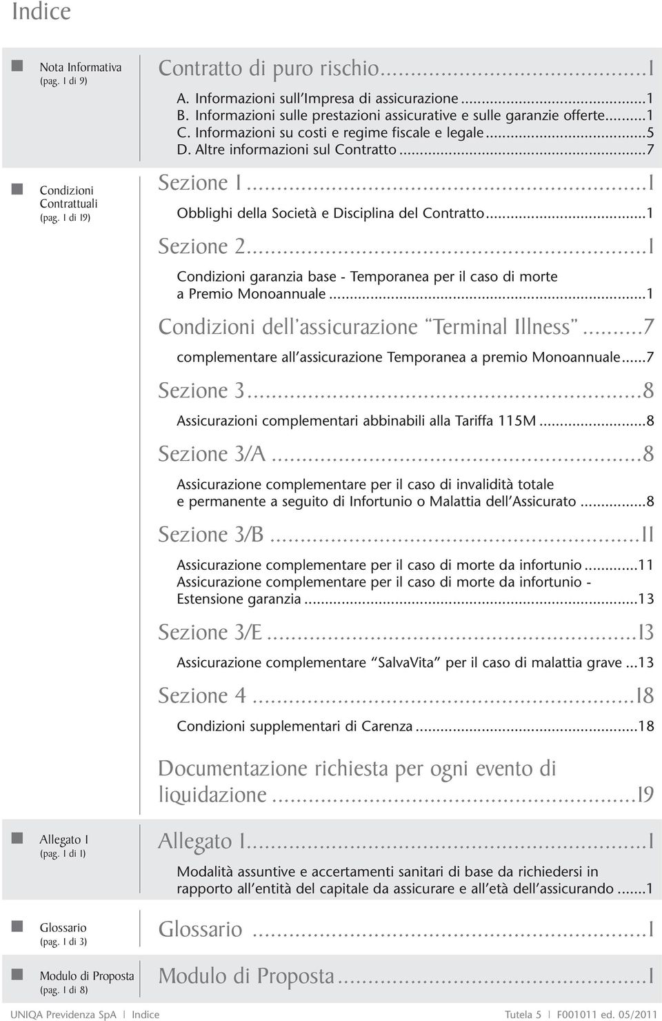 ..1 Obblighi della Società e Disciplina del Contratto...1 Sezione 2...1 Condizioni garanzia base - Temporanea per il caso di morte a Premio Monoannuale.