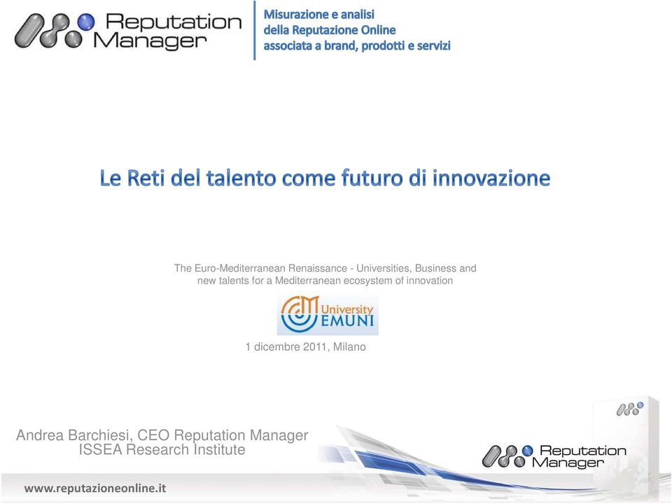 ecosystem of innovation 1 dicembre 2011, Milano