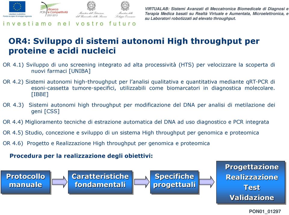 2) Sistemi autonomi high-throughput per l analisi qualitativa e quantitativa mediante qrt-pcr di esoni-cassetta tumore-specifici, utilizzabili come biomarcatori in diagnostica molecolare. [IBBE] OR 4.