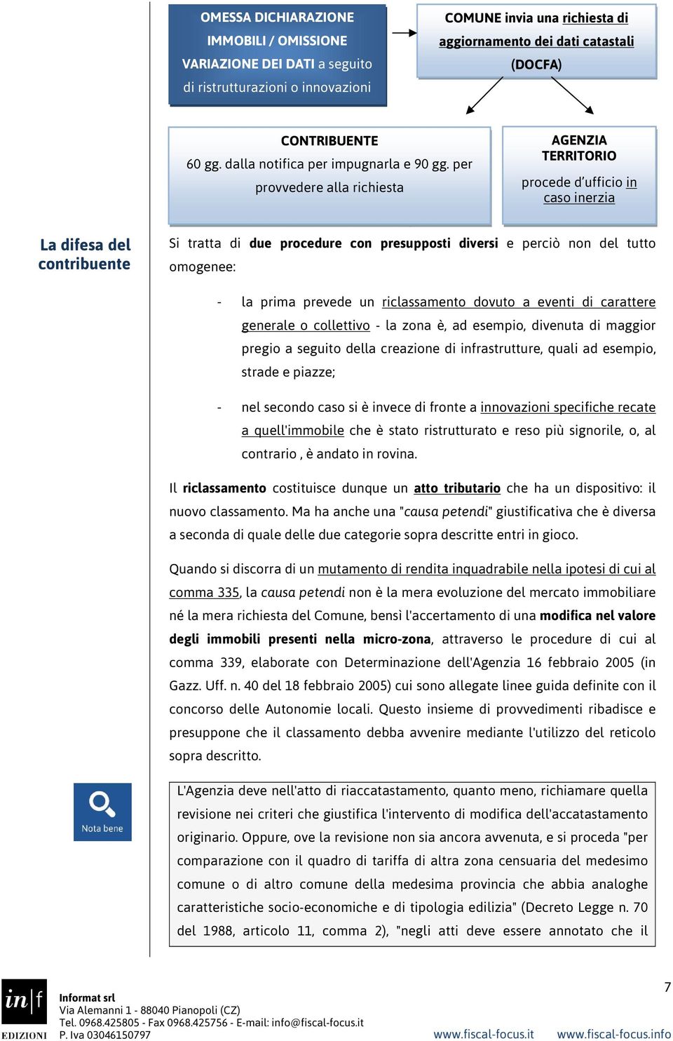 per provvedere alla richiesta AGENZIA TERRITORIO procede d ufficio in caso inerzia La difesa del contribuente Si tratta di due procedure con presupposti diversi e perciò non del tutto omogenee: - la