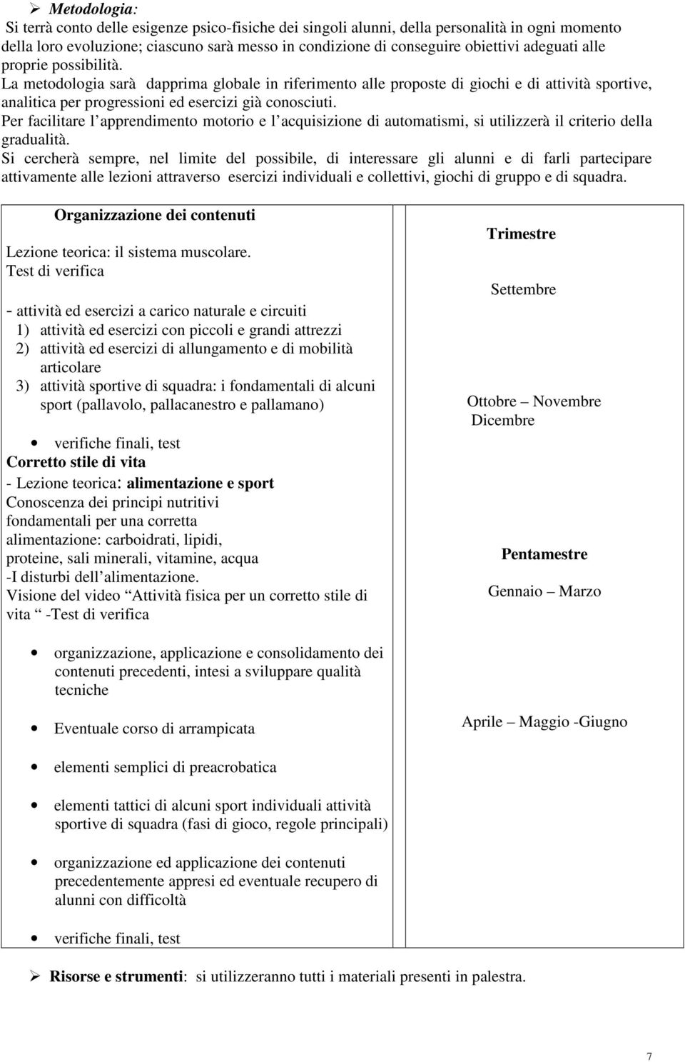 Per facilitare l apprendimento motorio e l acquisizione di automatismi, si utilizzerà il criterio della gradualità.