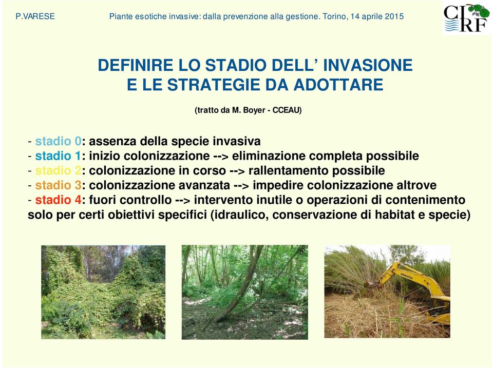 possibile - stadio 2: colonizzazione in corso --> rallentamento possibile - stadio 3: colonizzazione avanzata --> impedire