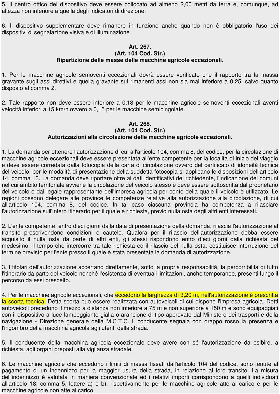 Ripartizione delle masse delle macchine agricole eccezionali. 1.