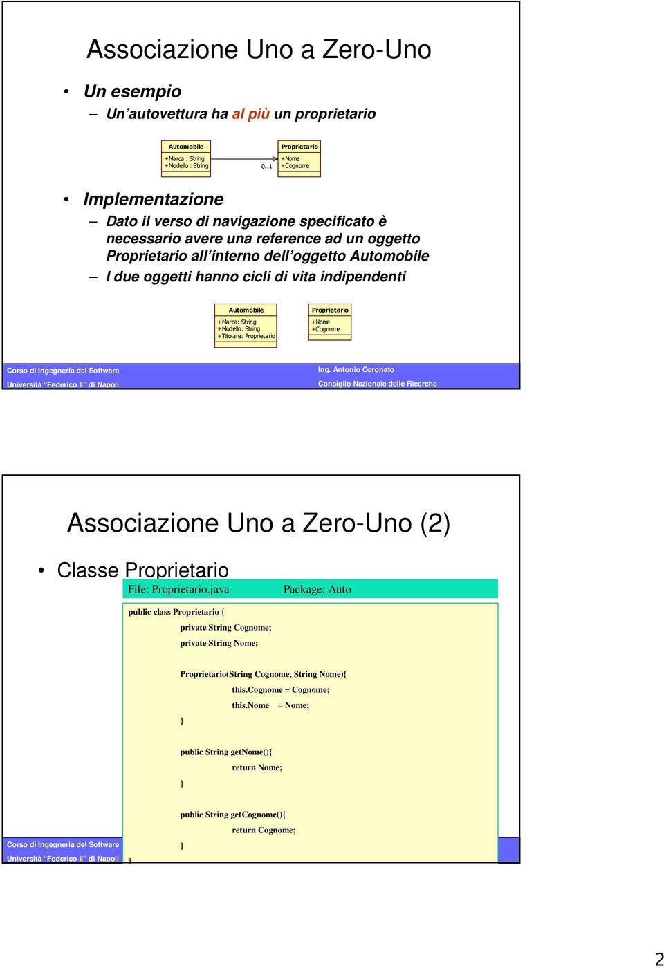 cicli di vita indipendenti +Marca: String +Modello: String +Titolare: Associazione Uno a Zero-Uno (2) Classe File:.