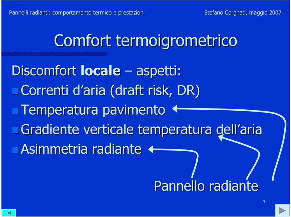 aspetti: Correnti d aria (draft( risk,, DR) Temperatura pavimento