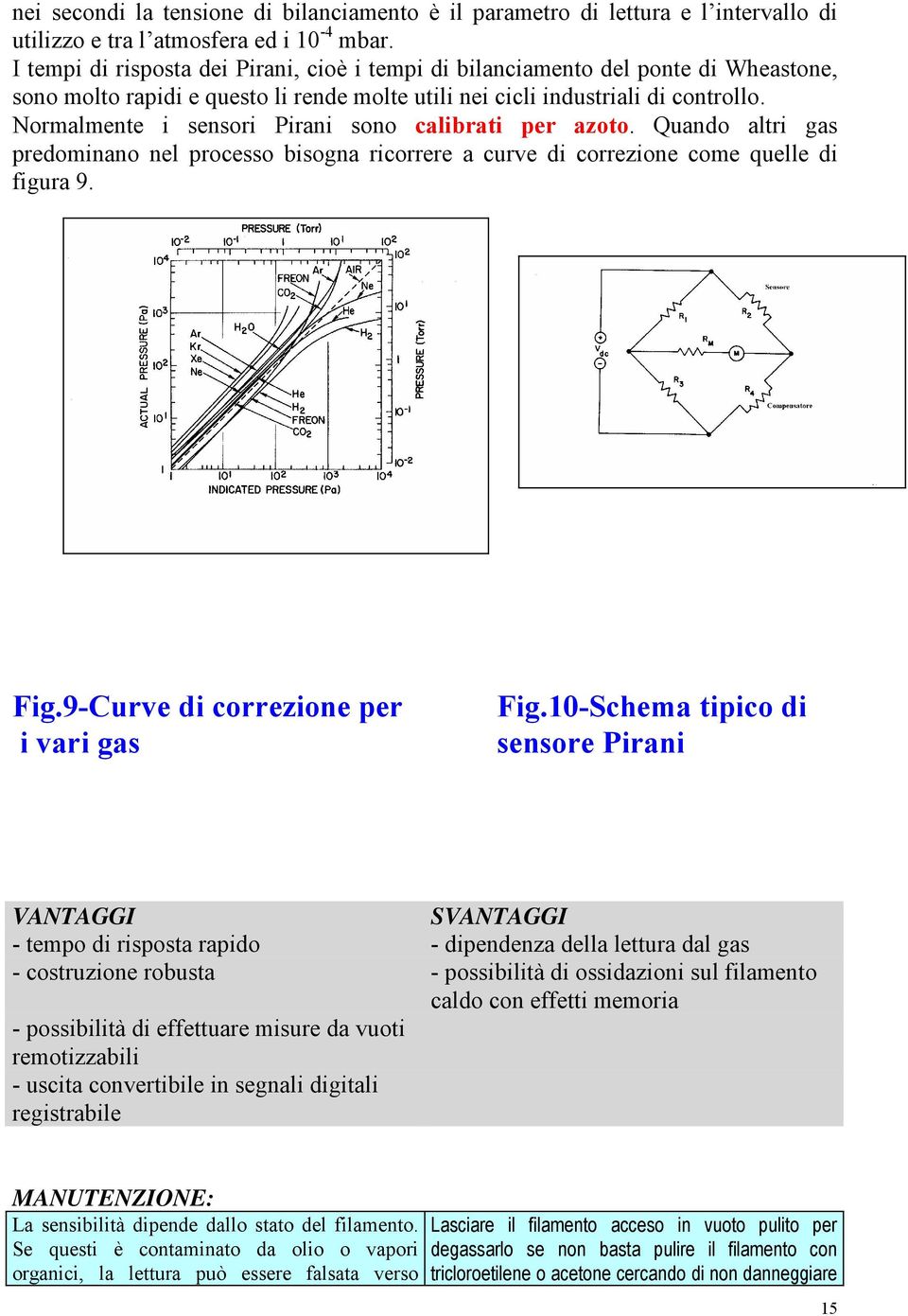 Normalmente i sensori Pirani sono calibrati per azoto. Quando altri gas predominano nel processo bisogna ricorrere a curve di correzione come quelle di figura 9. Fig.