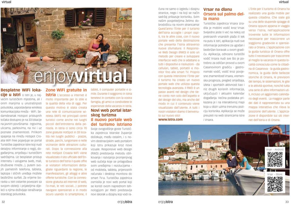 Prilikom spajanja na mrežu Hotspot Croatia WiFi free pojavljuje se portal Turističke zajednice Istre koji nudi detaljno informiranje o regiji, događanjima, smještaju i turističkim sadržajima.