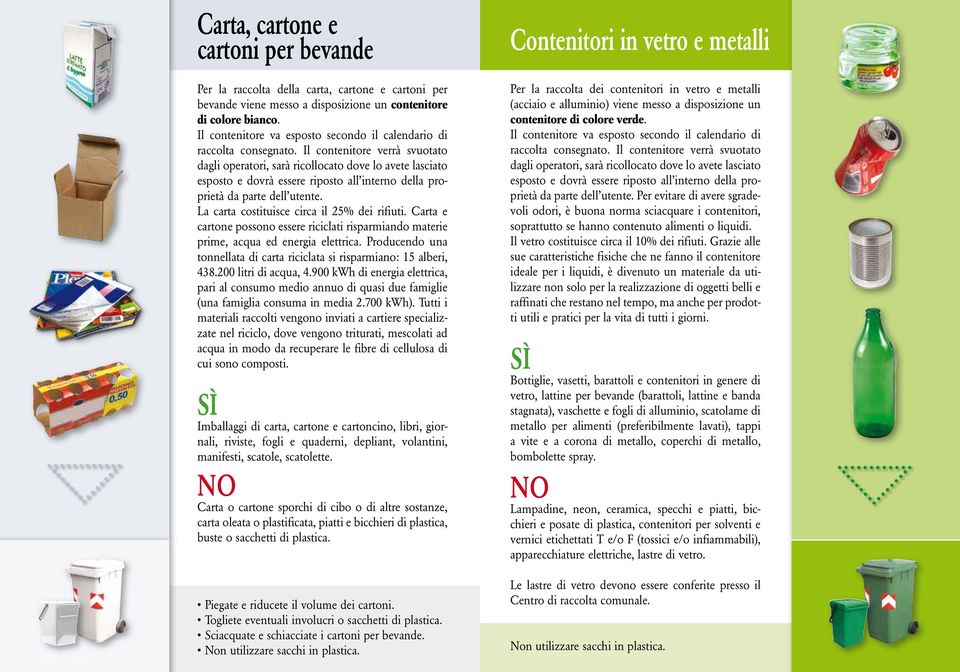 Il contenitore verrà svuotato dagli operatori, sarà ricollocato dove lo avete lasciato esposto e dovrà essere riposto all interno della proprietà da parte dell utente.