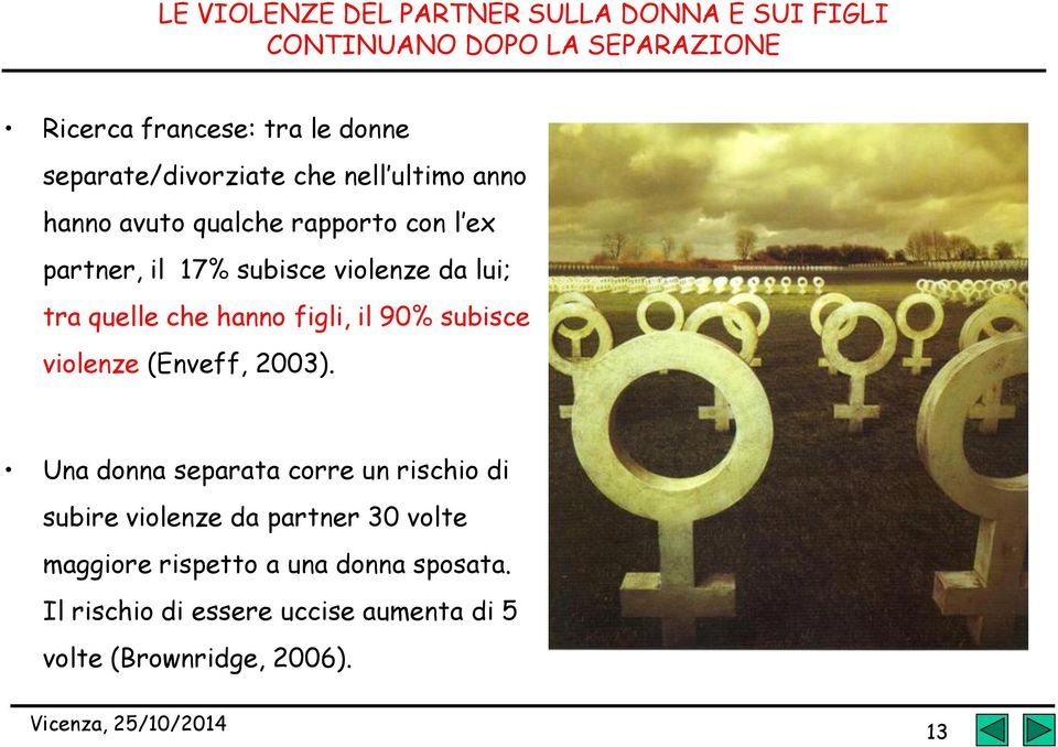 tra quelle che hanno figli, il 90% subisce violenze (Enveff, 2003).