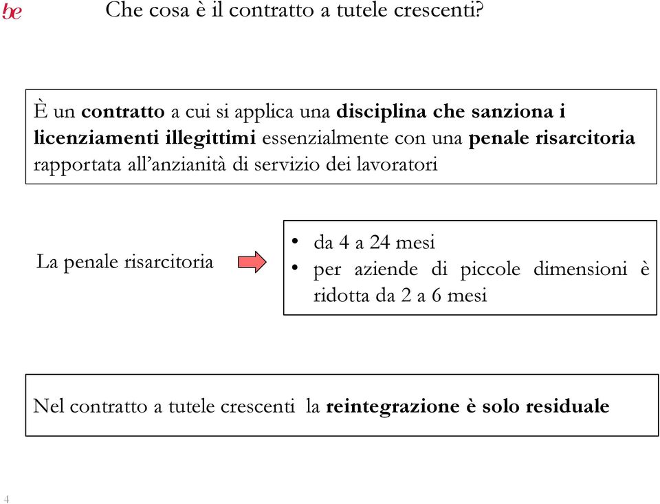 essenzialmente con una penale risarcitoria rapportata all anzianità di servizio dei lavoratori La