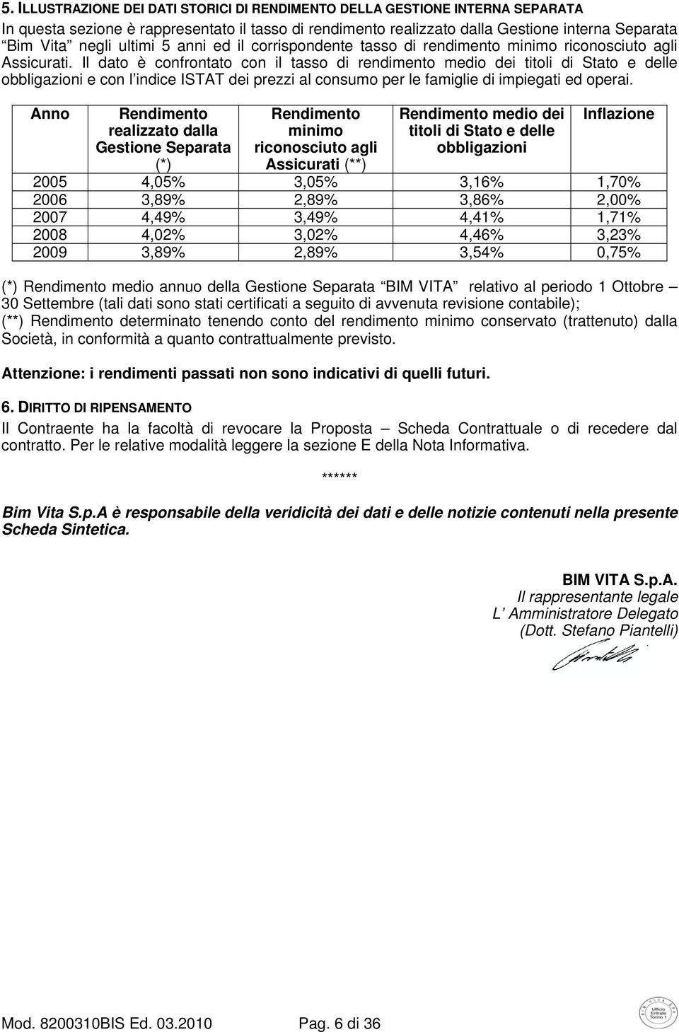 Il dato è confrontato con il tasso di rendimento medio dei titoli di Stato e delle obbligazioni e con l indice ISTAT dei prezzi al consumo per le famiglie di impiegati ed operai.