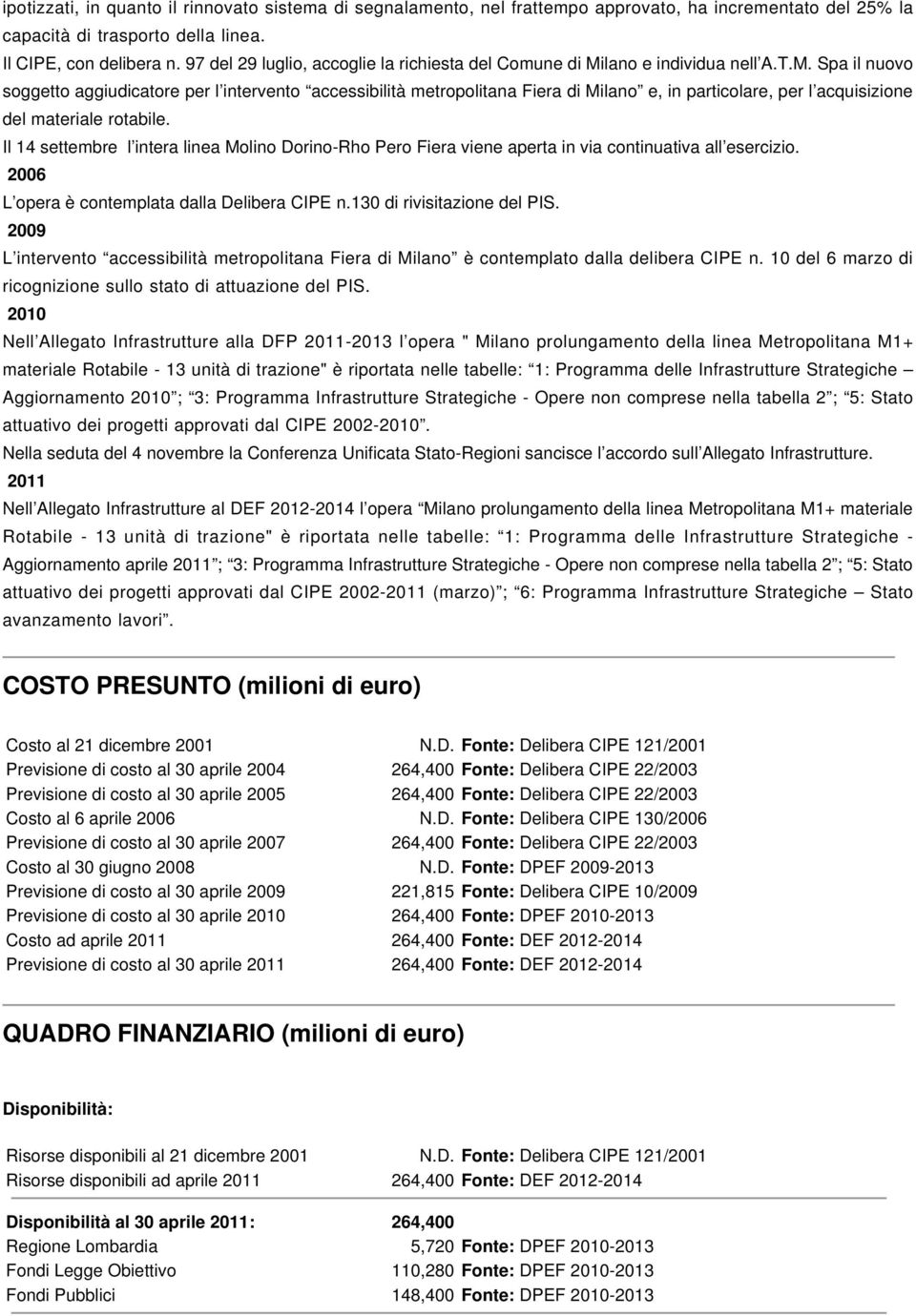 lano e individua nell A.T.M. Spa il nuovo soggetto aggiudicatore per l intervento accessibilità metropolitana Fiera di Milano e, in particolare, per l acquisizione del materiale rotabile.