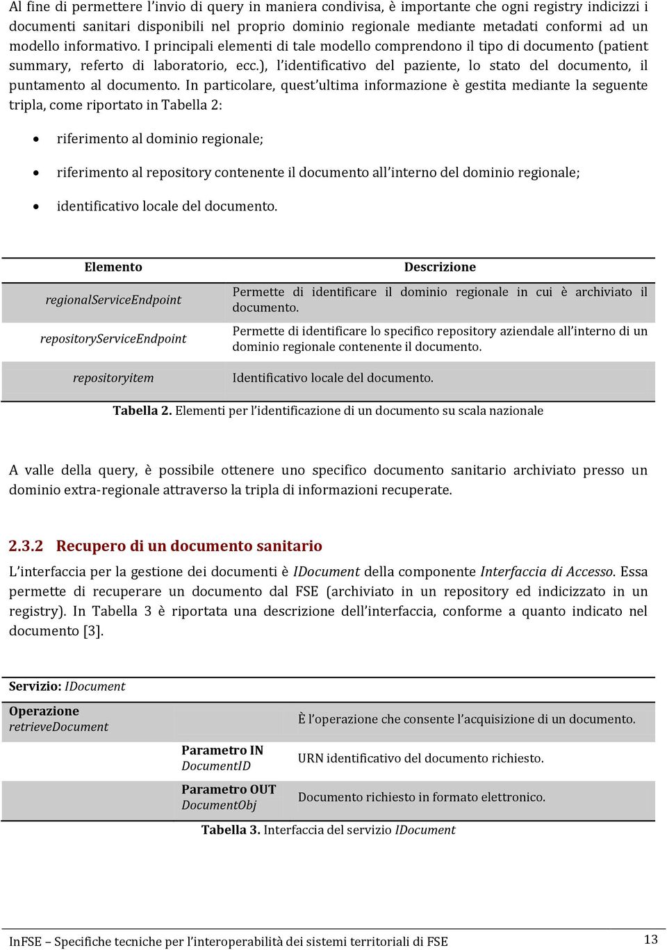 ), l identificativo del paziente, lo stato del documento, il puntamento al documento.