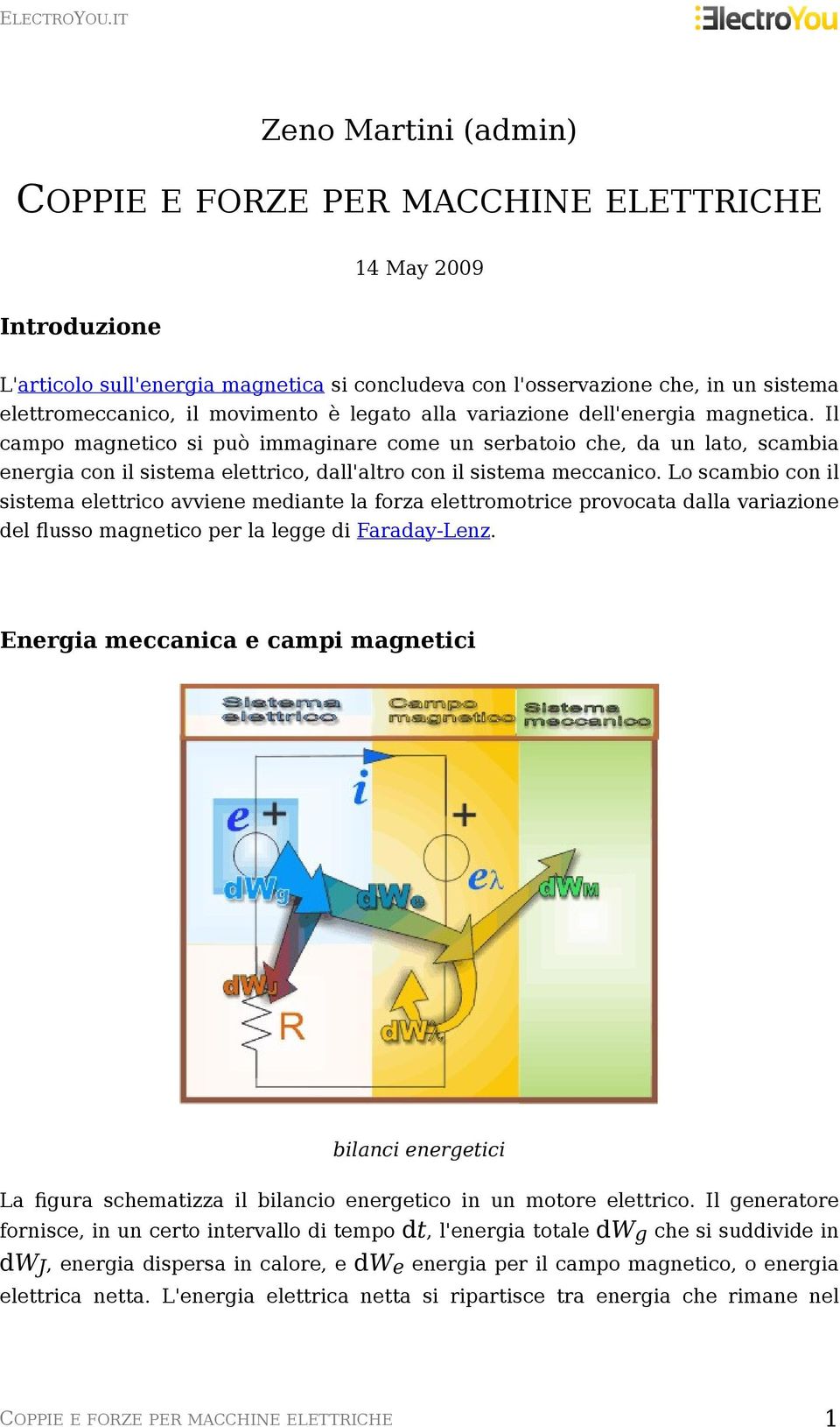 Il campo magnetico si può immaginare come un serbatoio che, da un lato, scambia energia con il sistema elettrico, dall'altro con il sistema meccanico.