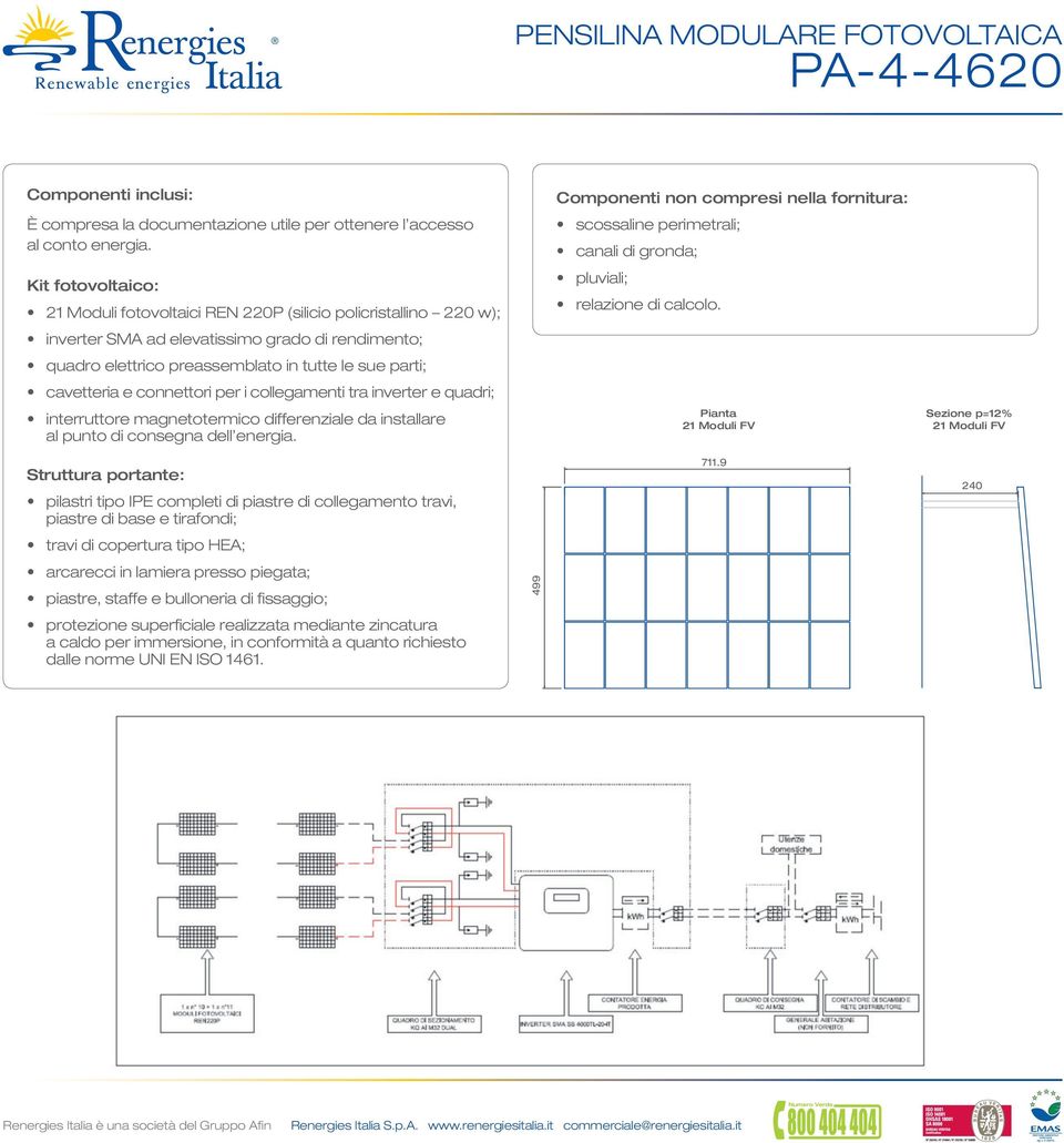 connettori per i collegamenti tra inverter e quadri; interruttore magnetotermico differenziale da installare al punto di consegna dell energia.