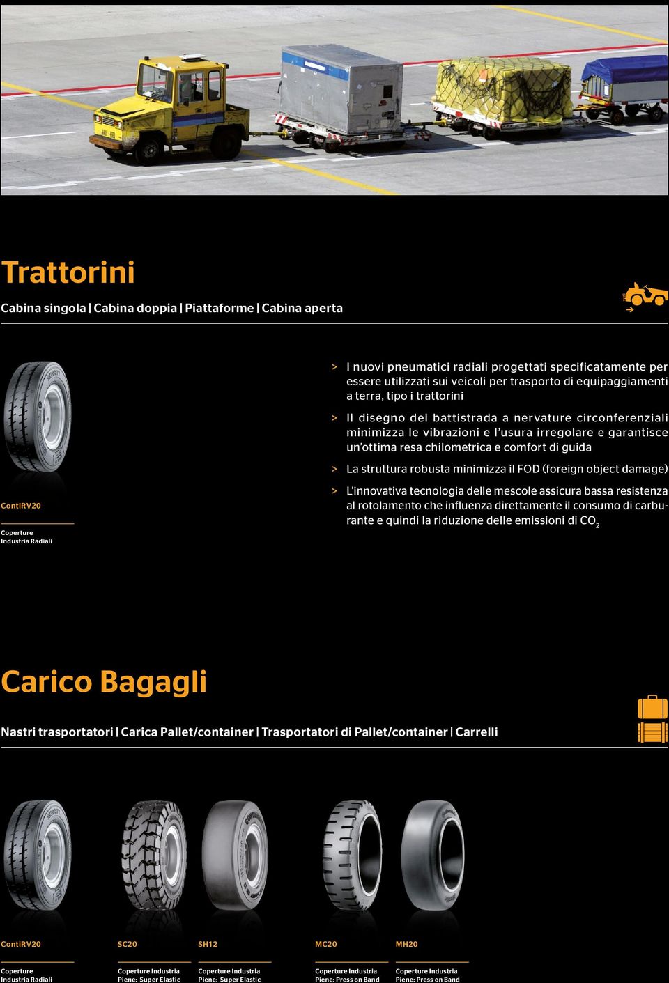 struttura robusta minimizza il FOD (foreign object damage) > > L innovativa tecnologia delle mescole assicura bassa resistenza al rotolamento che influenza direttamente il consumo di carburante e