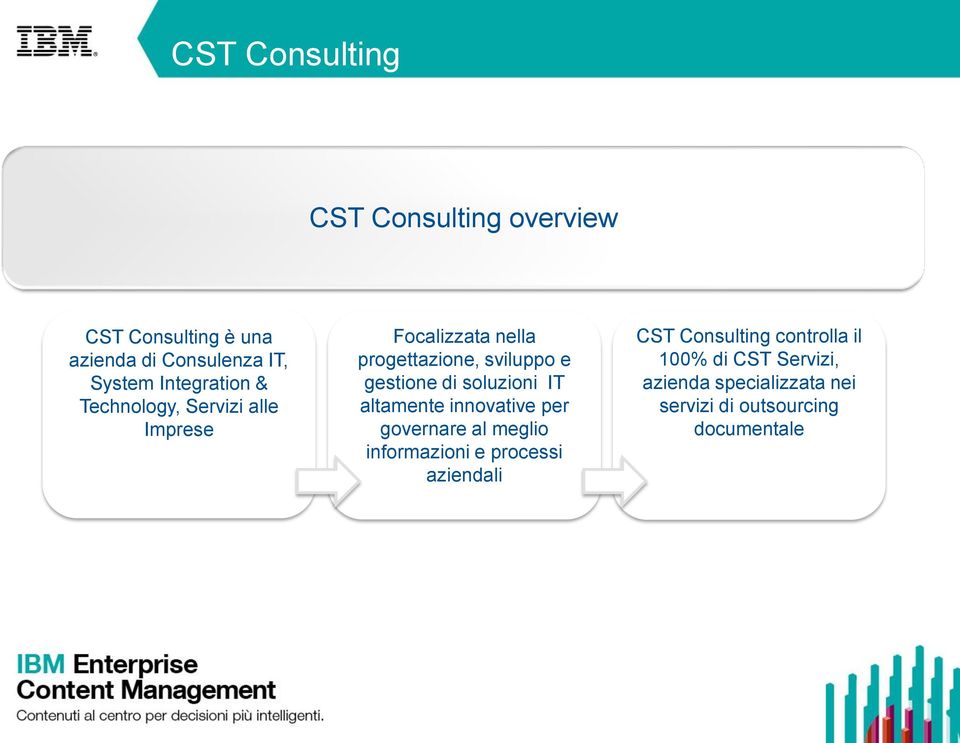 di soluzioni IT altamente innovative per governare al meglio informazioni e processi aziendali CST