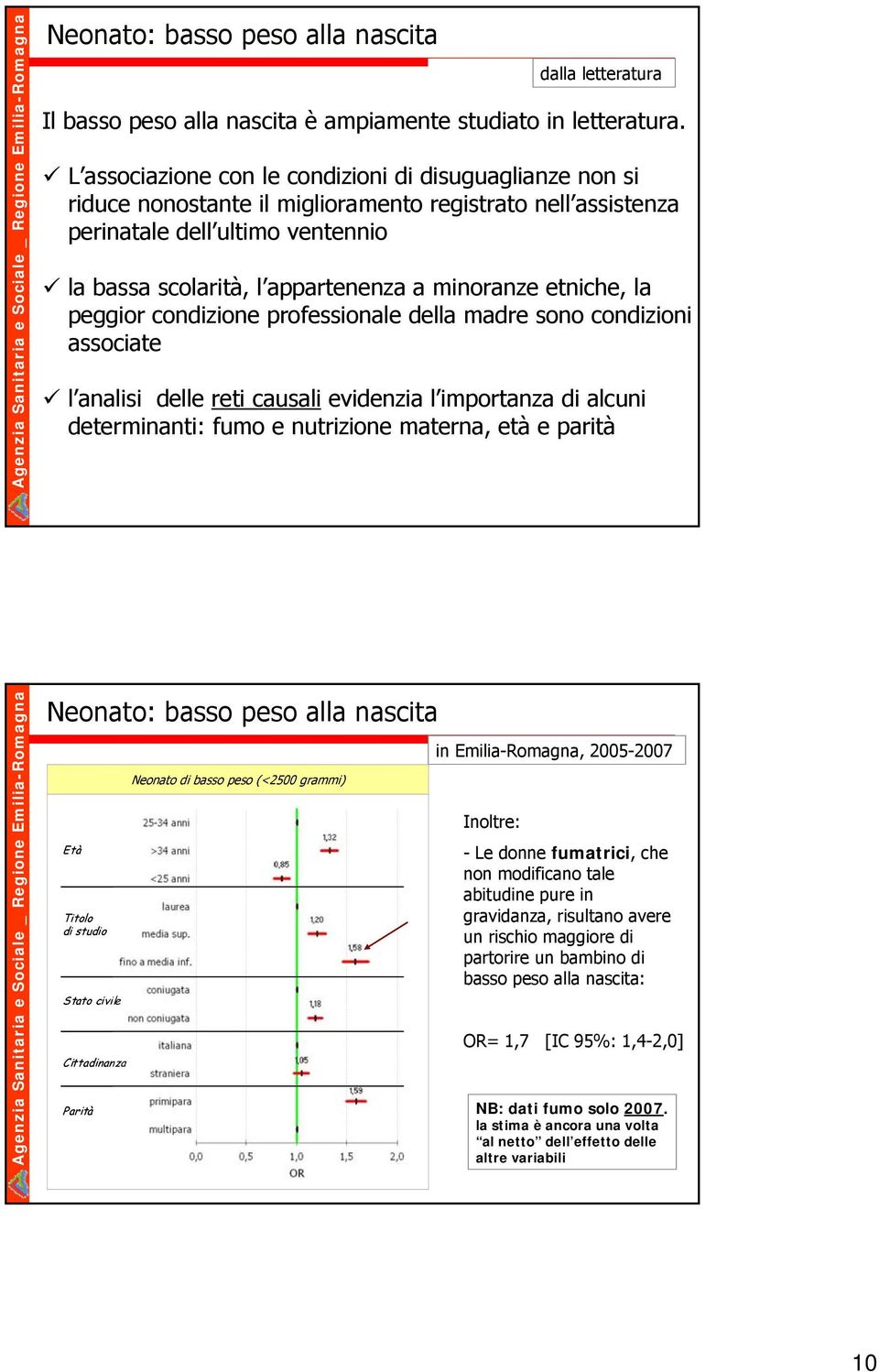 etniche, la peggior condizione professionale della madre sono condizioni associate l analisi delle reti causali evidenzia l importanza di alcuni determinanti: fumo e nutrizione materna, età e parità