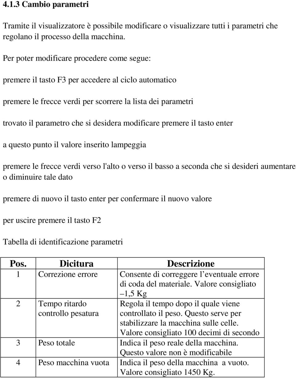 modificare premere il tasto enter a questo punto il valore inserito lampeggia premere le frecce verdi verso l'alto o verso il basso a seconda che si desideri aumentare o diminuire tale dato premere