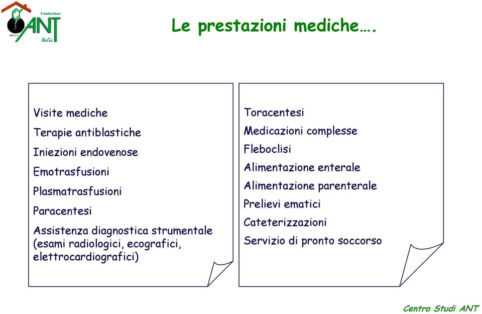 Paracentesi Assistenza diagnostica strumentale (esami radiologici, ecografici,