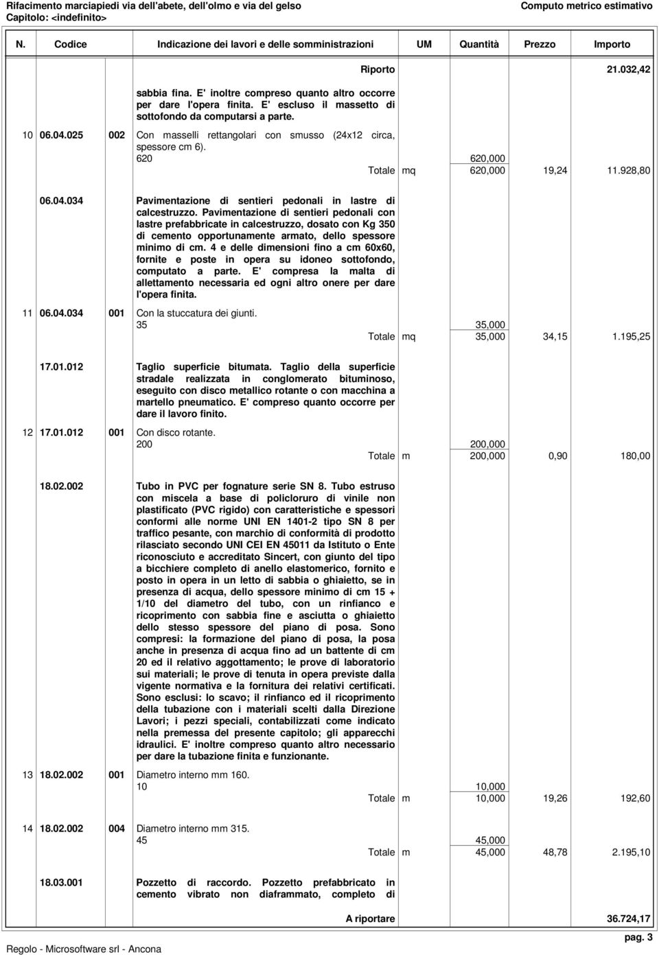 Pavimentazione di sentieri pedonali con lastre prefabbricate in calcestruzzo, dosato con Kg 350 di cemento opportunamente armato, dello spessore minimo di cm.