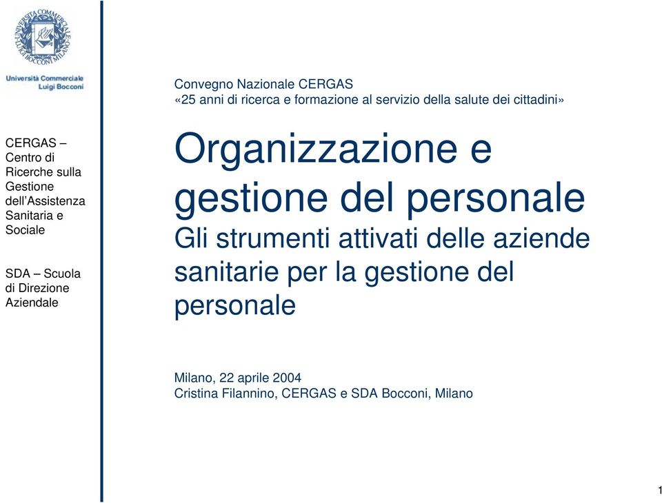 strumenti attivati delle aziende sanitarie per la gestione del personale