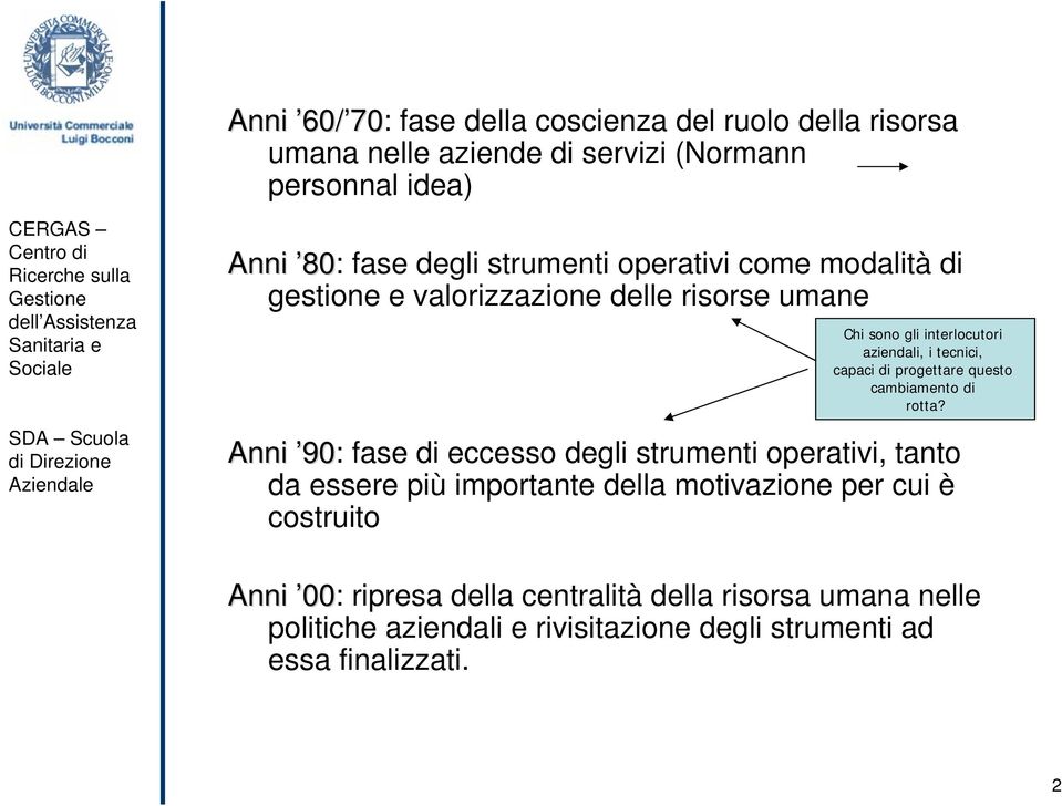 progettare questo cambiamento di rotta?