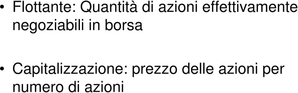 borsa Capitalizzazione: prezzo