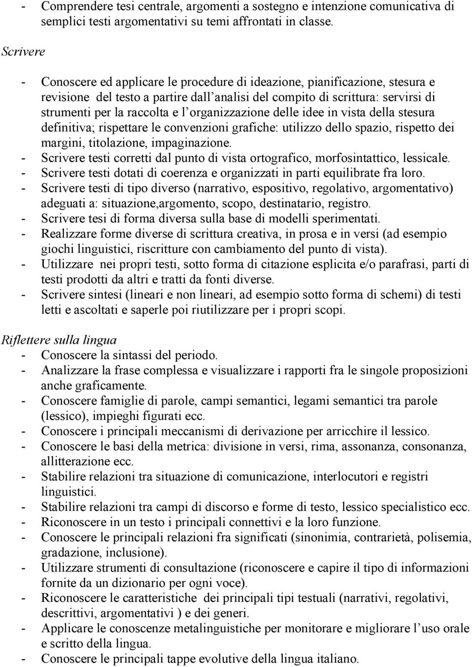 organizzazione delle idee in vista della stesura definitiva; rispettare le convenzioni grafiche: utilizzo dello spazio, rispetto dei margini, titolazione, impaginazione.