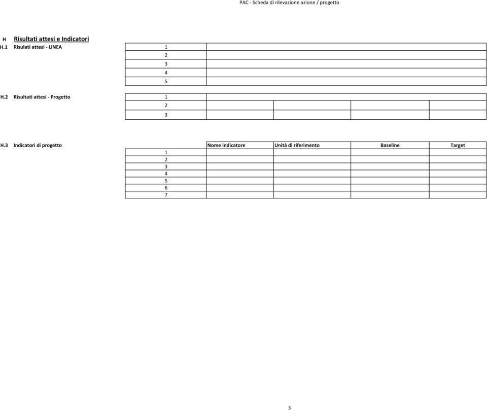 Risultati attesi - Progetto 1 H.