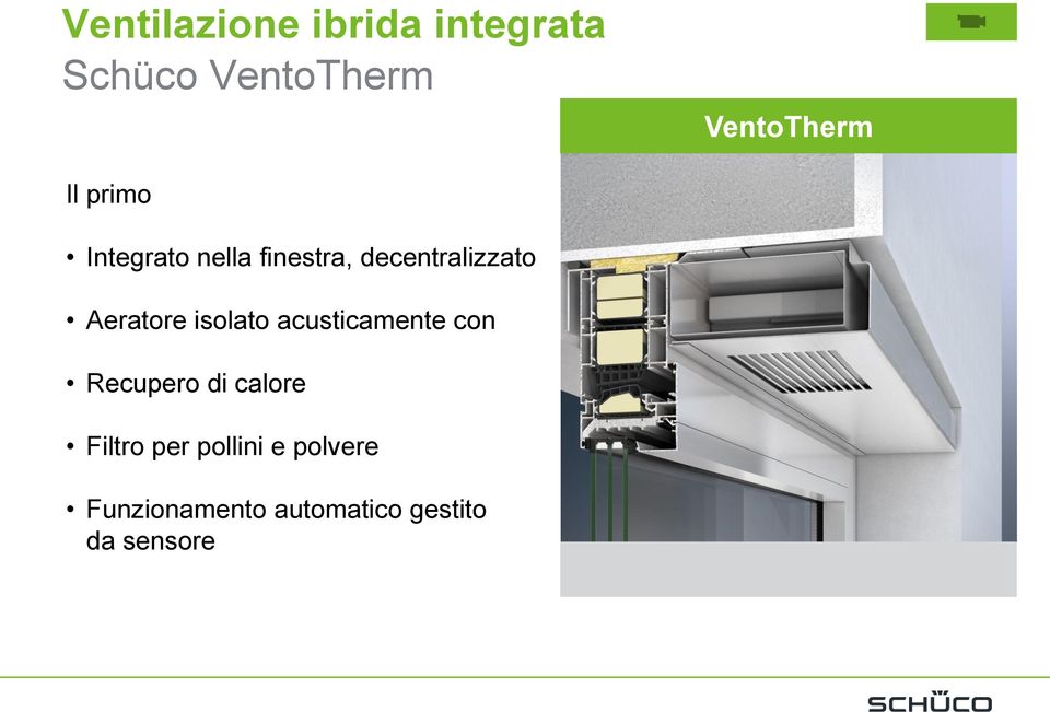 Aeratore isolato acusticamente con Recupero di calore