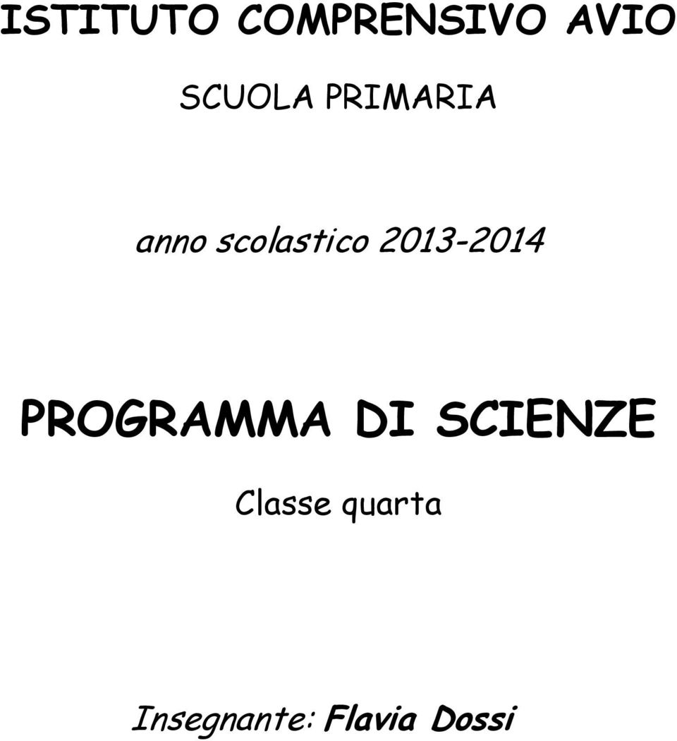 2013-2014 PROGRAMMA DI SCIENZE